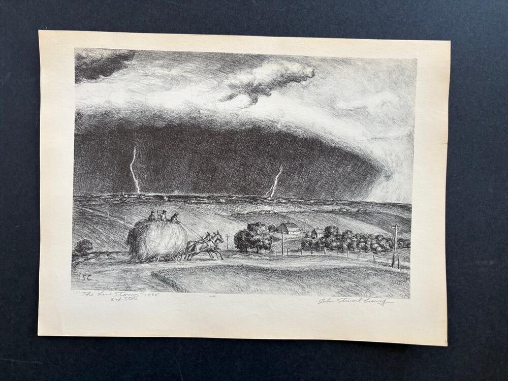 John Steuart Curry The Line Storm Art 1930s Print Treasury Collection Sketch Vtg